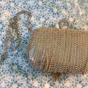 Evening metal crystal rhinestone clutch Natasha